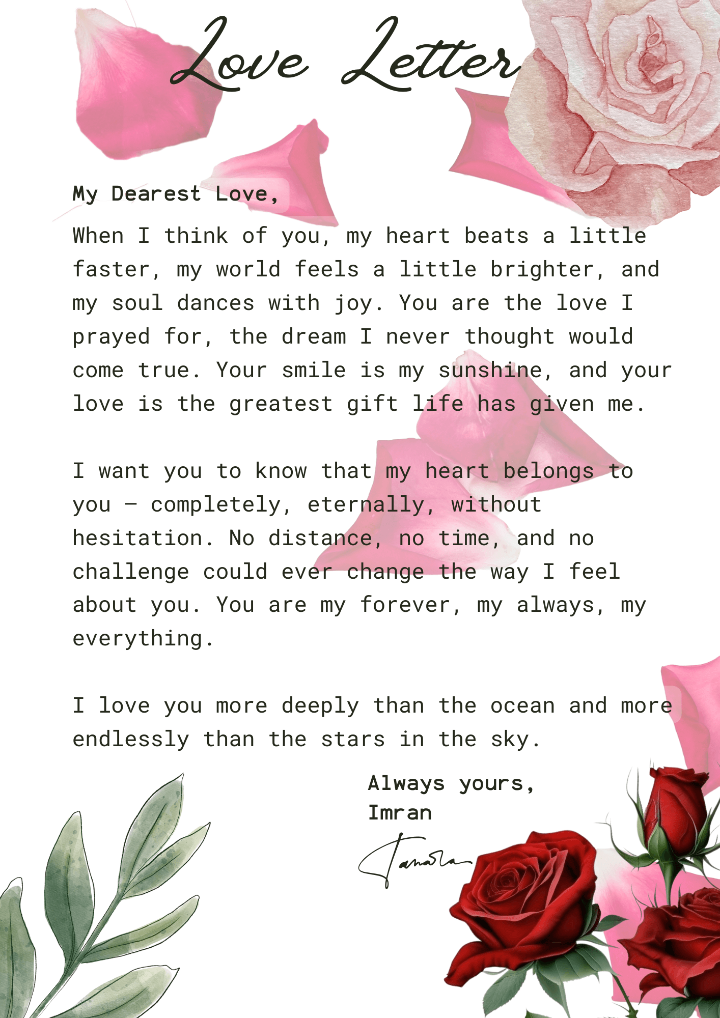 Romantic love letters tailored for every relationship stage