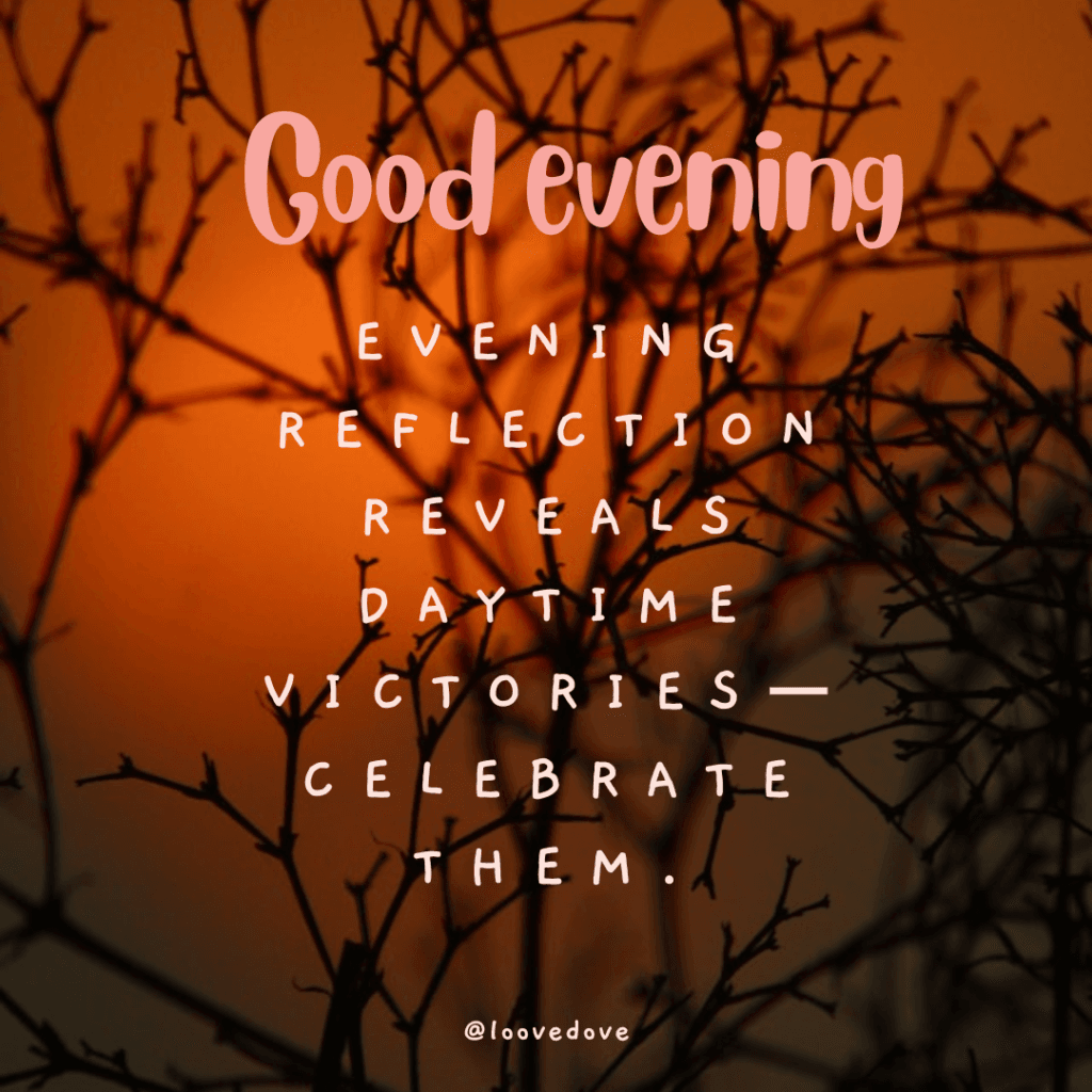 Romantic good evening message with a sunset background